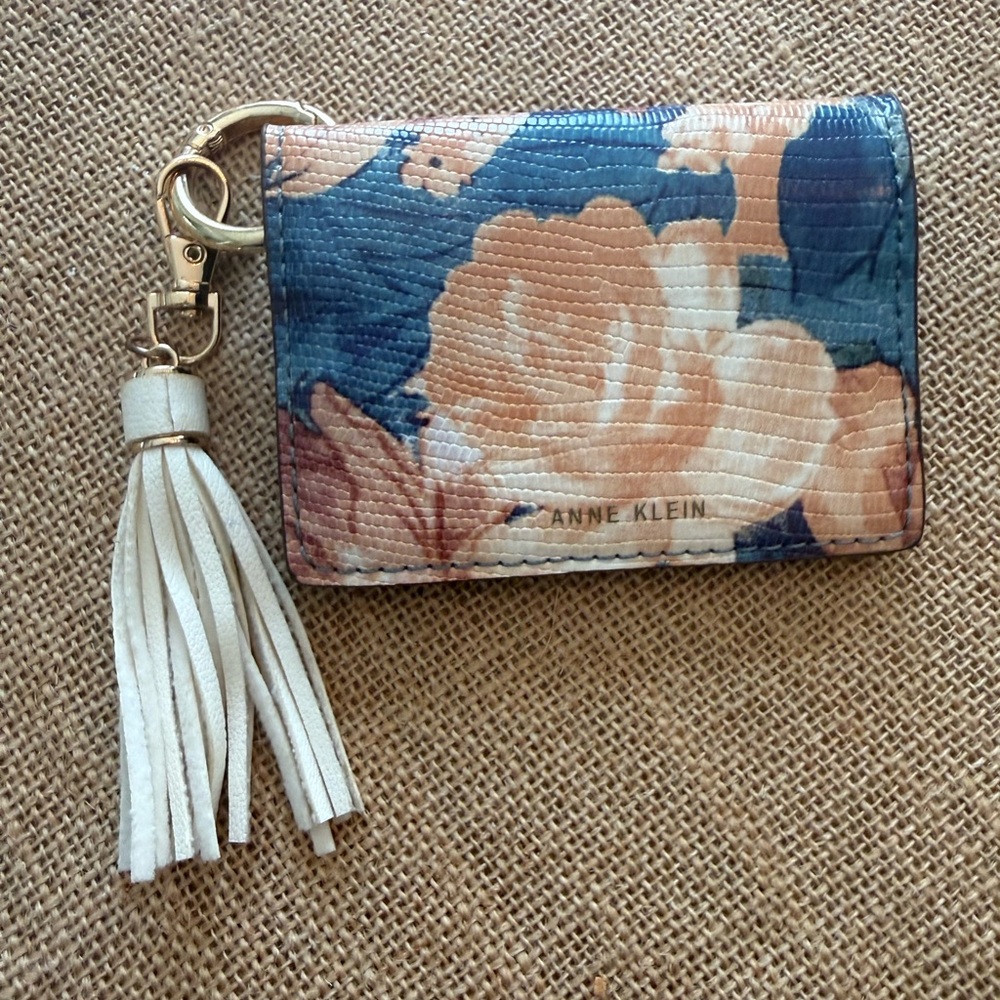 Anne Klein Floral Card Holder - Blue and Peach